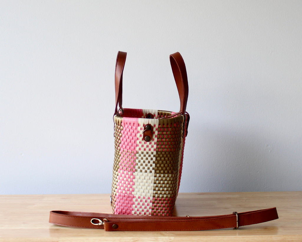 Coral & Gold Handwoven Purse by MexiMexi