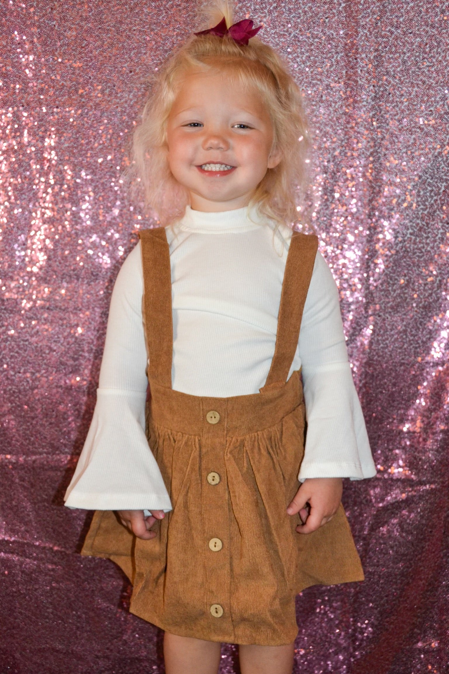 Fallon Corduroy Suspender Skirt - Praline