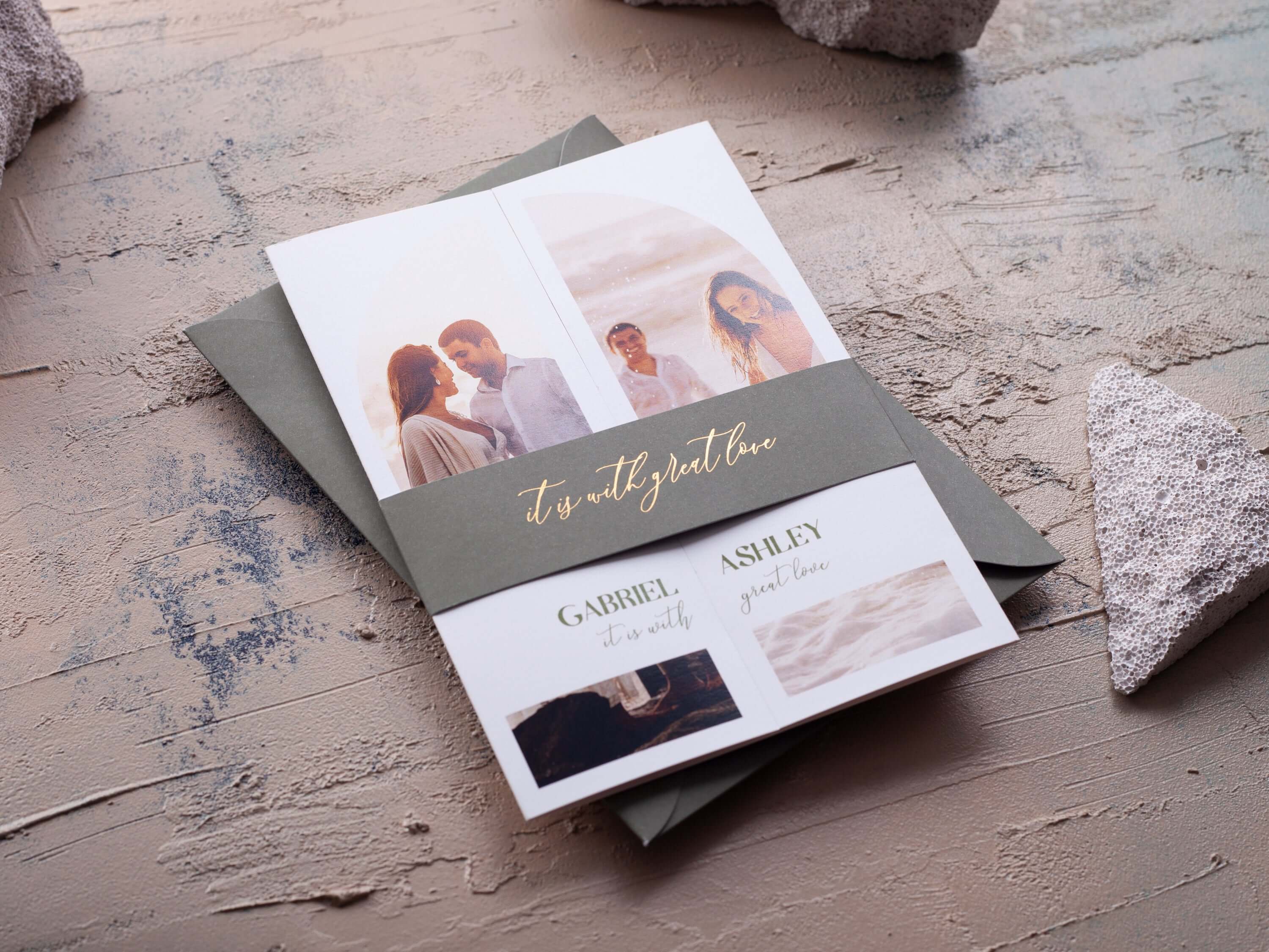 Arch-Fold Wedding Invitation with Photo