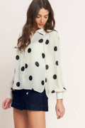 Polka Dot Button-Down Blouse