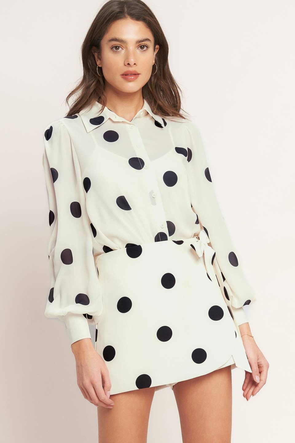 Polka Dot Button-Down Blouse
