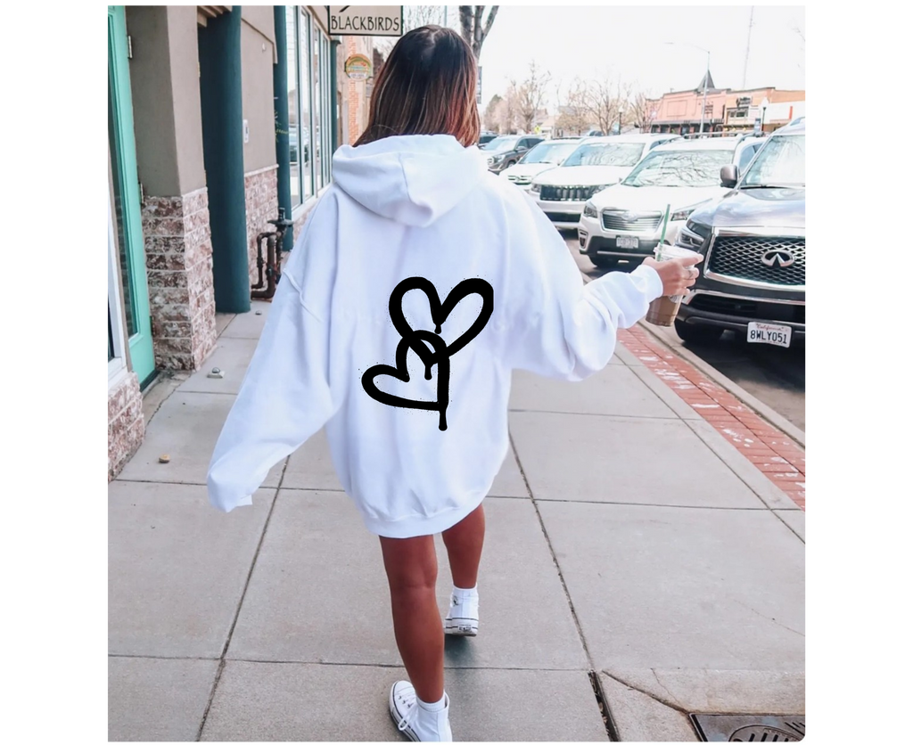 Customizable: Interlocking Graffiti Heart Heavy Blend Hoodie