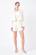 Double Breasted Button Blazer (Ivory, Navy)