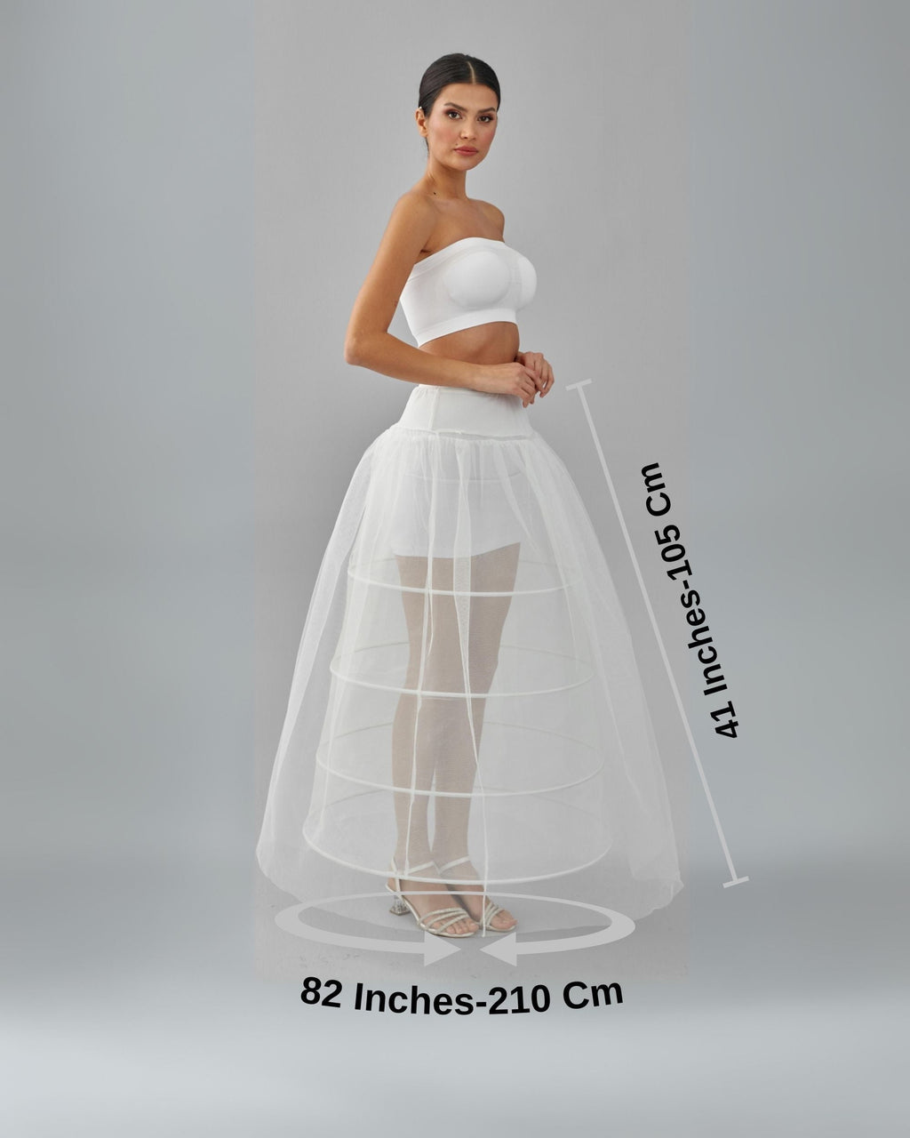 Crinoline, Wedding Dress Underskirt, White Petticoat Skirt, Four Hoop Skirt