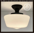 Large Milk Glass Schoolhouse Ceiling Light | 12"