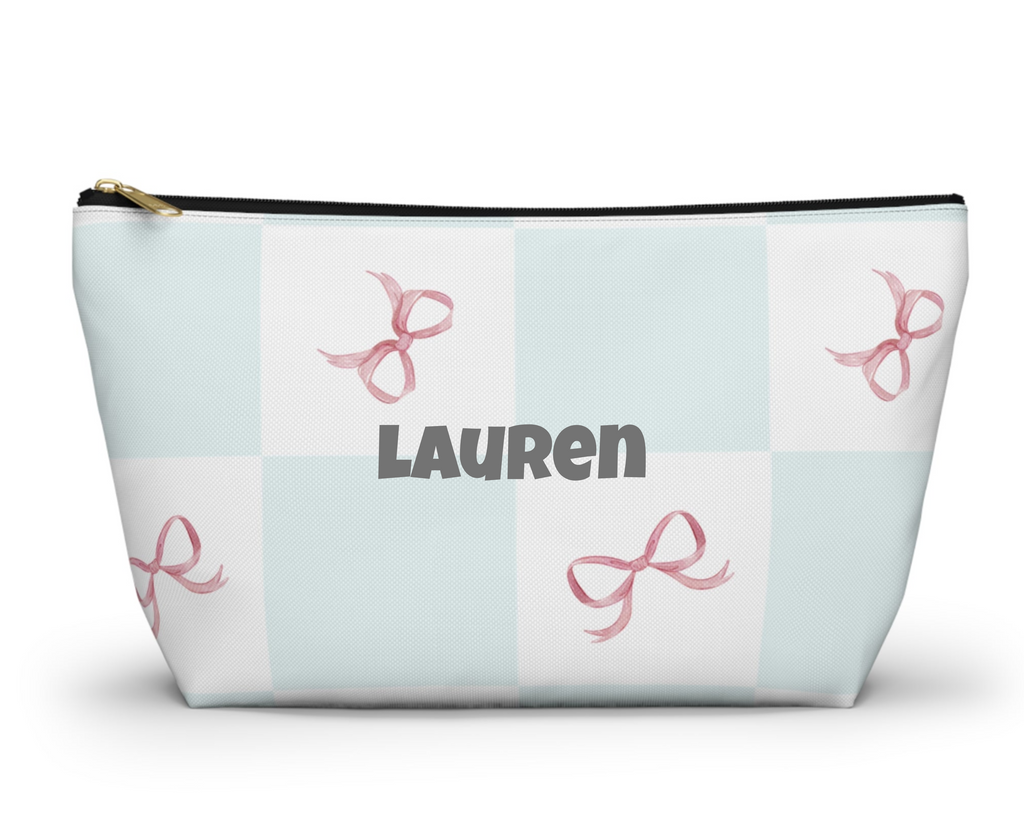 Customizable: Charming Ribbon Accessory Pouch, Makeup Bag, Gift for Her, T-bottom Style, Cute Storage, Birthday Present, Bridesmaid Gift
