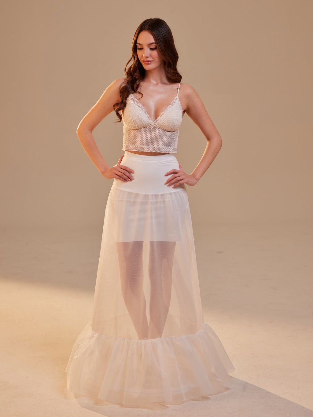 Mermaid Petticoat Skirt  with  Waist Corsage  , Bridal Crinoline Slip