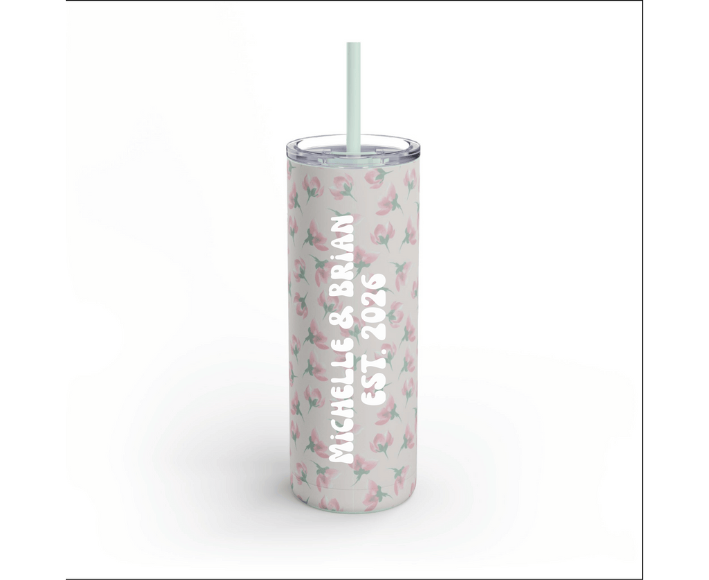Customizable: Floral Pattern Tumbler, Personalized Gift for Coffee Lovers, Travel Mug for Women, Insulated Drinkware, Trendy Water Bottle