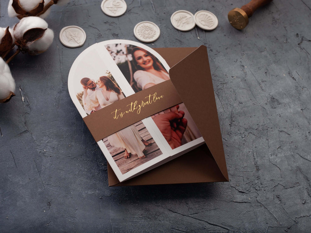 Arch Wedding Invitation with Couple Photo
