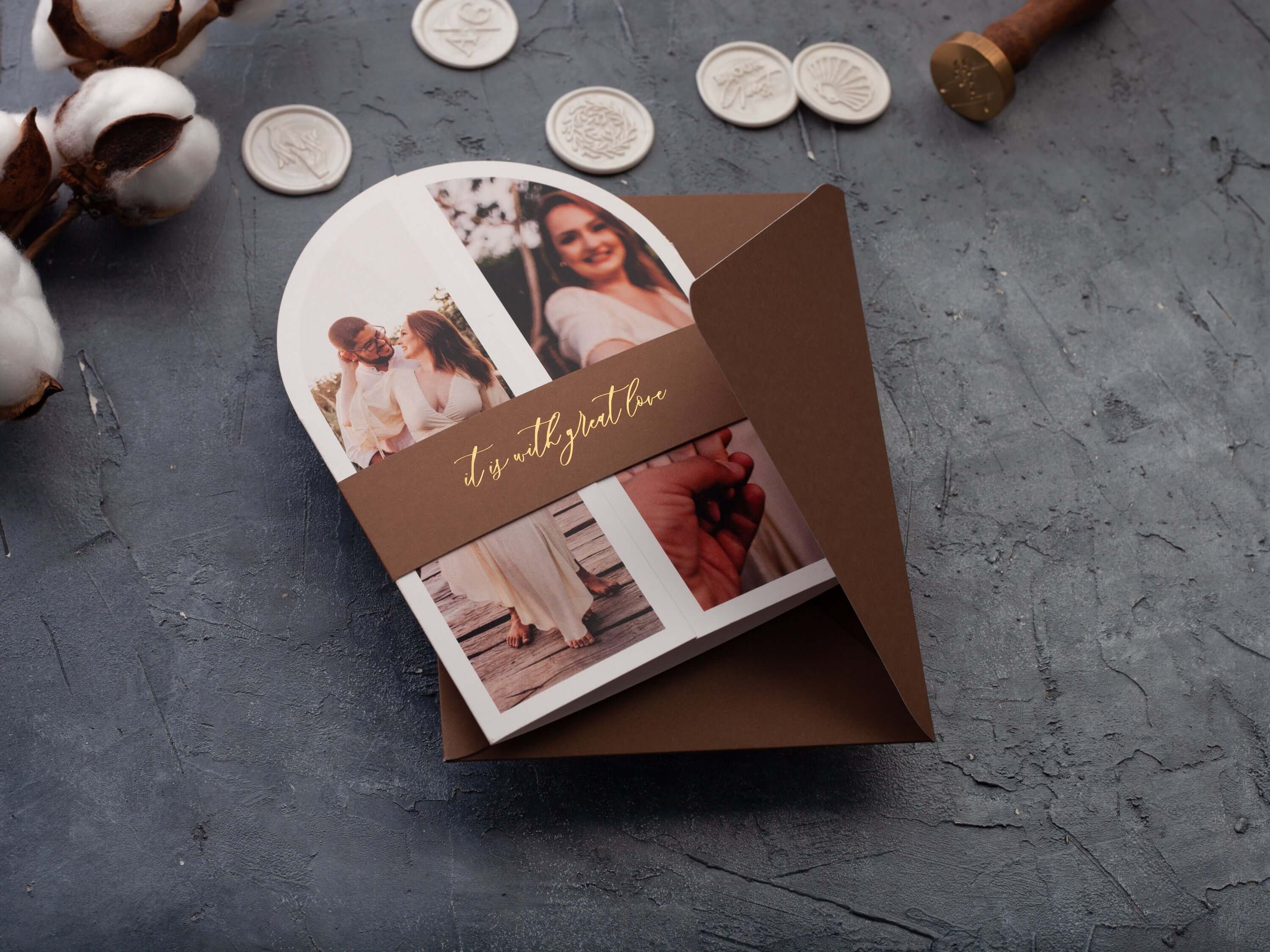 Arch Wedding Invitation with Couple Photo