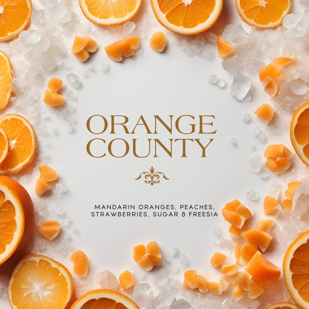 Orange County (14 oz Double Wick) - Notes: Mandarin Oranges, Peaches, Strawberries, Citron & Sugar, Freesia