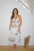 Cross Back Dress in Multi Rosette