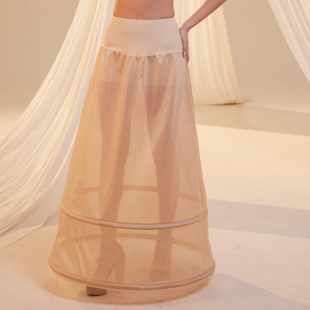Nude A-Line Wedding Dress Petticoat , Two Hoops Underskirt with Waist Corsage