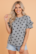 Star Ruffle Tiered Short Sleeve T-Shirt