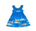 Abstract Fish Ruffle Milk Silk Tank Dress