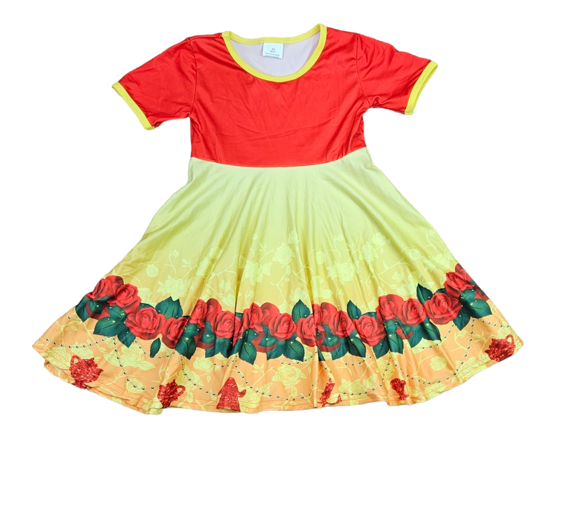 Belle Short Sleeve Milk Silk Twirl Dress