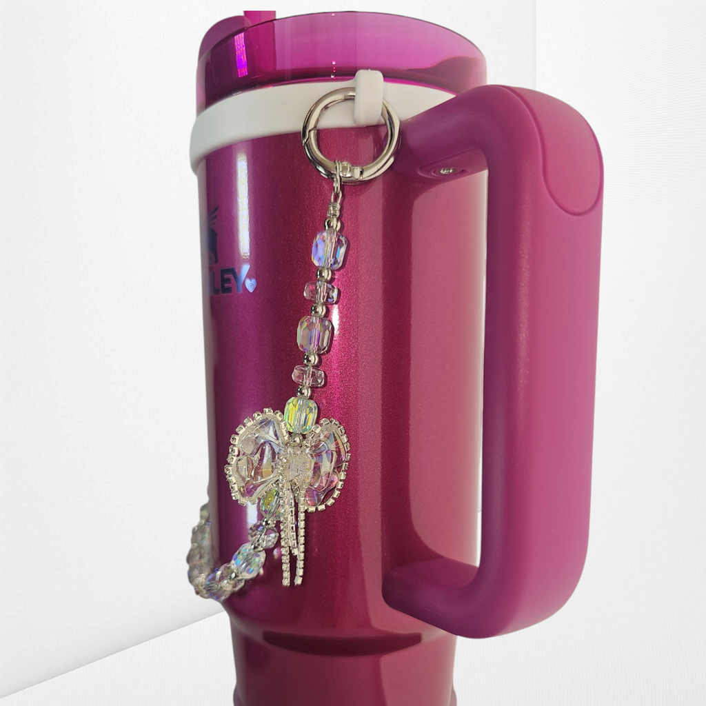 Deluxe Princess Beaded Tumbler Charm Necklace  - Crystal Clear