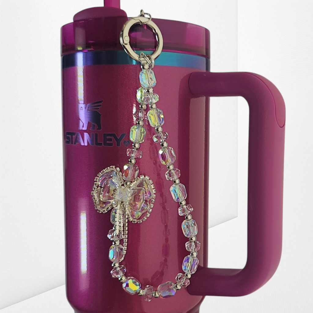 Deluxe Princess Beaded Tumbler Charm Necklace  - Crystal Clear