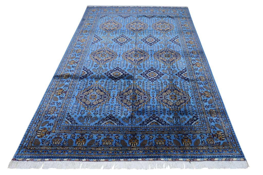 Hand-Knotted Afghani Zerkhaki Wool Rug – 6’7″ x 9’3″