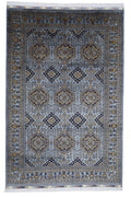 Hand-Knotted Zerkhaki Afghan Wool Area Rug – 6'11" x 10'3" | Elegant Grey-Toned Design