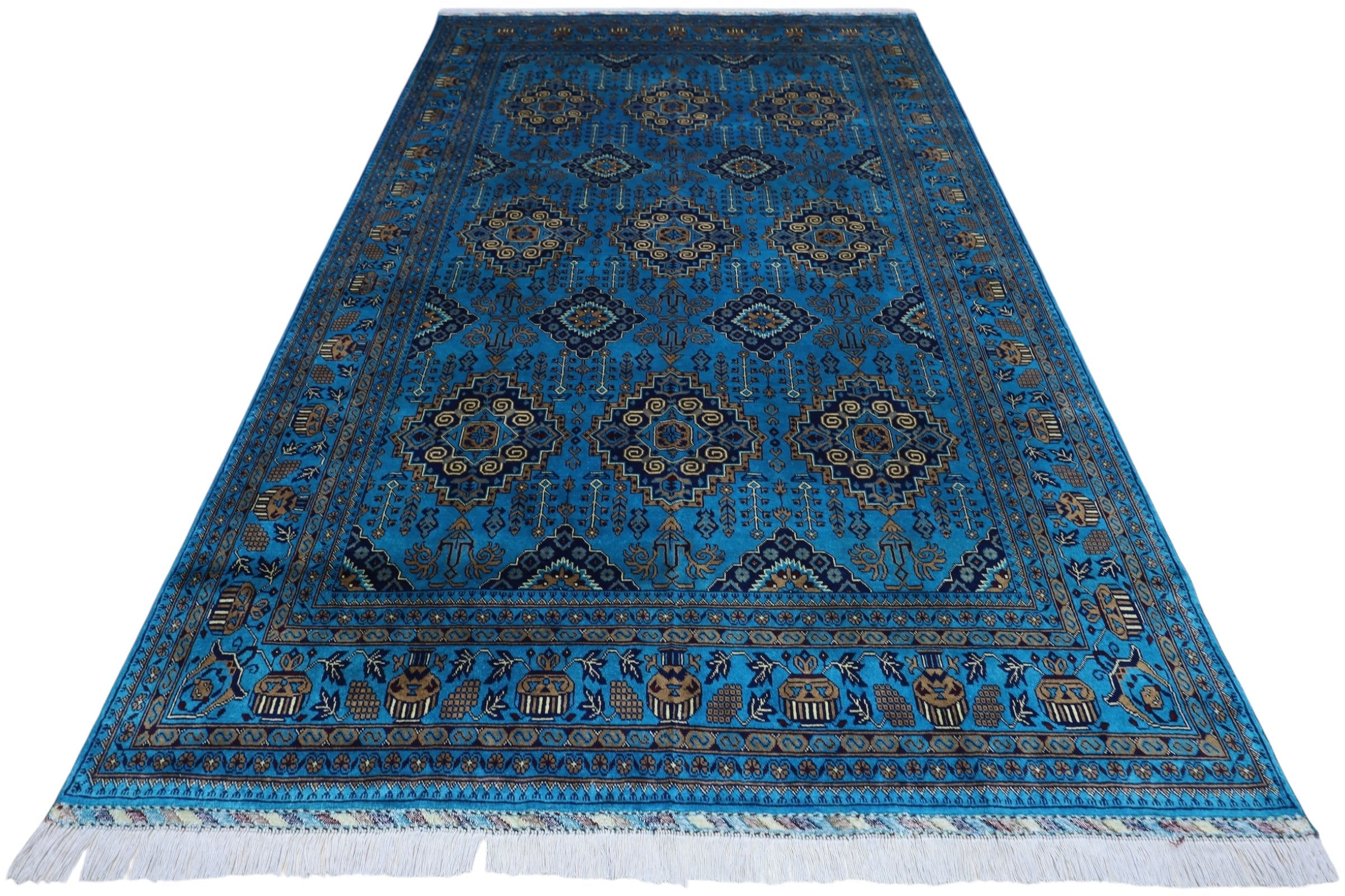 Hand-Knotted Afghani Zerkhaki Wool Rug – 6’6″  x  10’0″