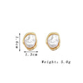 Irregularity Geometric Retro Personality Earrings for Women Golden Metal Imitation Pearl Stud Earrings Party Simple Jewelry Gift