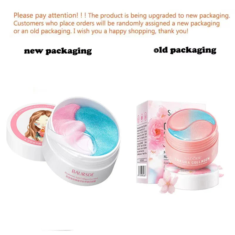 60pcs SADOER Sakura Collagen Eye Mask Anti Dark Circles Eyes Bags Removal Moisturizing Firming Eye Patches Skin Care for Eyes