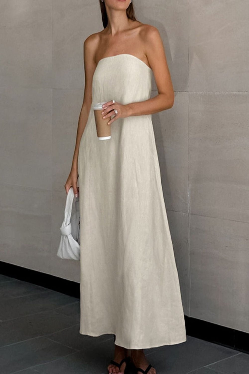 Hemp Smocked Back Tube Dress