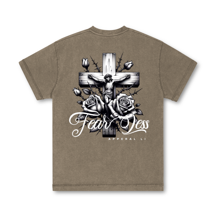 FearLessli Apperal li Unisex Top Stitching Stone Wash T-Shirt