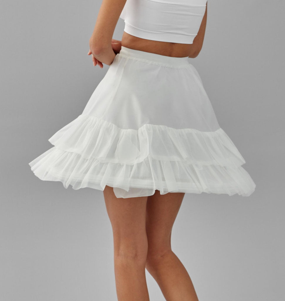 Short Hoop Skirt, Wedding Dress Underskirt, White Petticoat