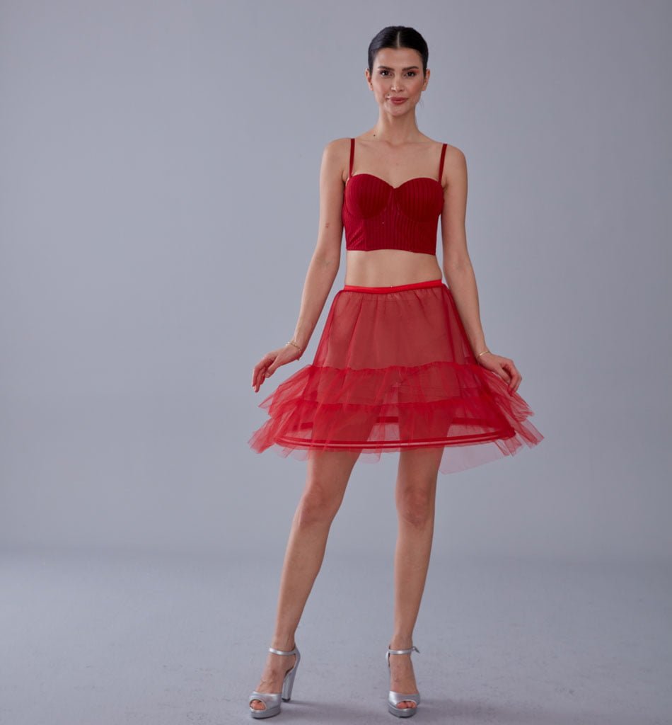 Red Short Hoop Skirt Underskirt  ( Petticoat Skirt )
