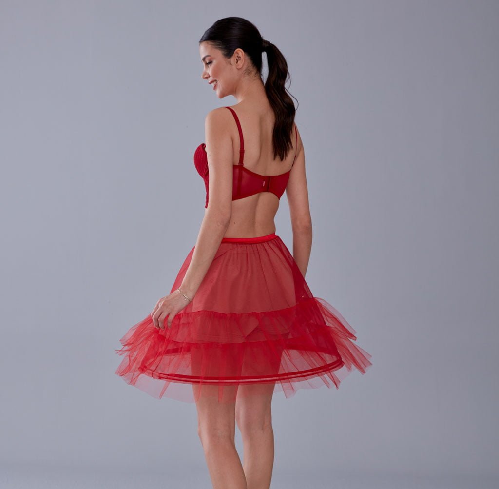 Red Short Hoop Skirt Underskirt  ( Petticoat Skirt )