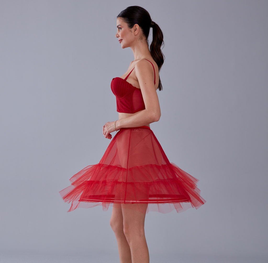 Red Short Hoop Skirt Underskirt  ( Petticoat Skirt )