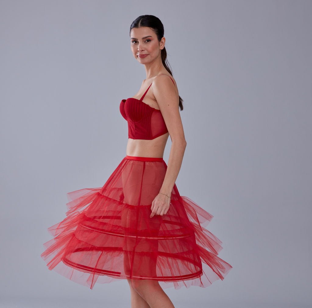 Red Petticoat Skirt , Hoop Skirt