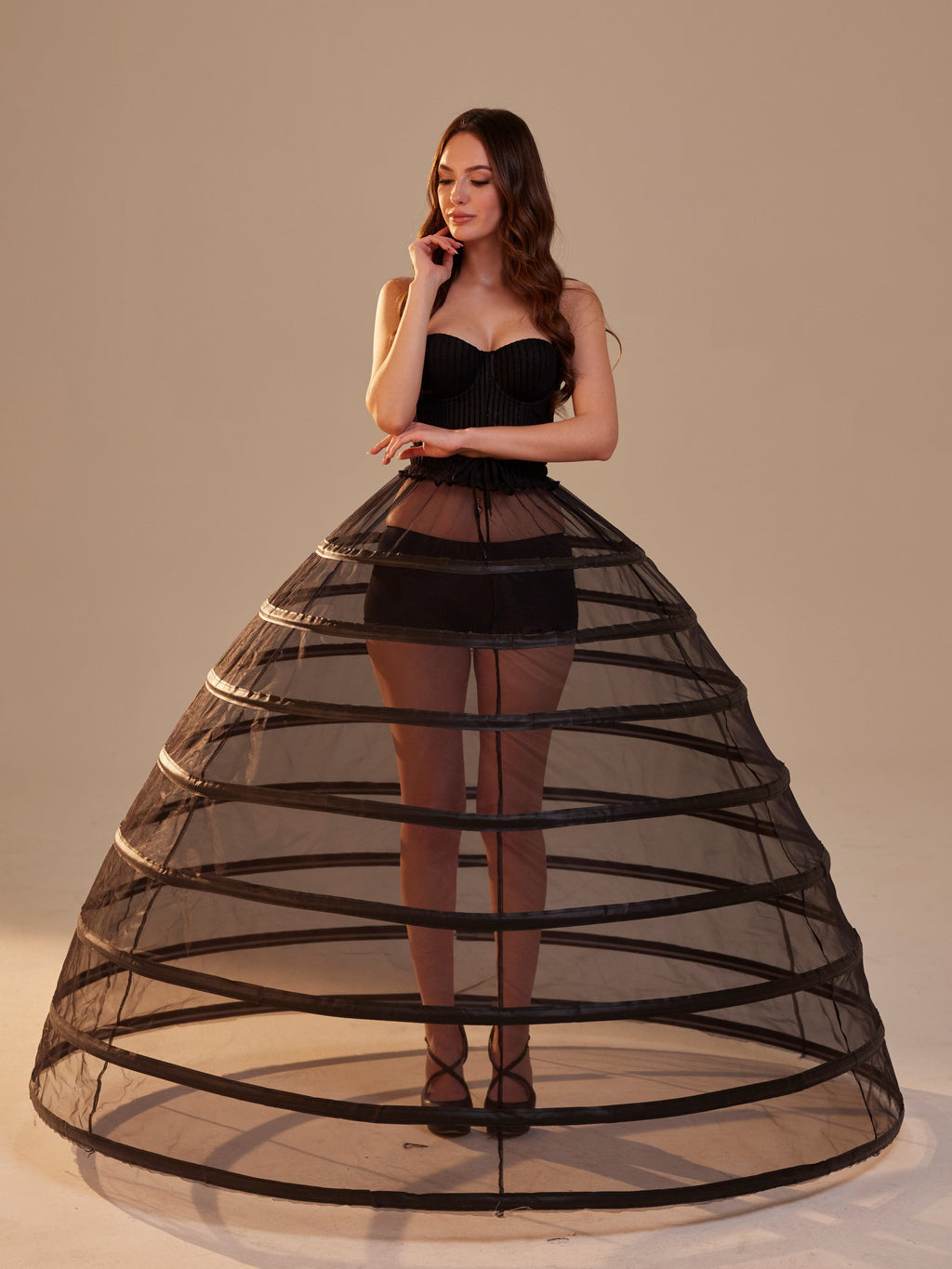 Black Hoop Skirt ,Ball Gown Crinoline, Black Petticoat Skirt