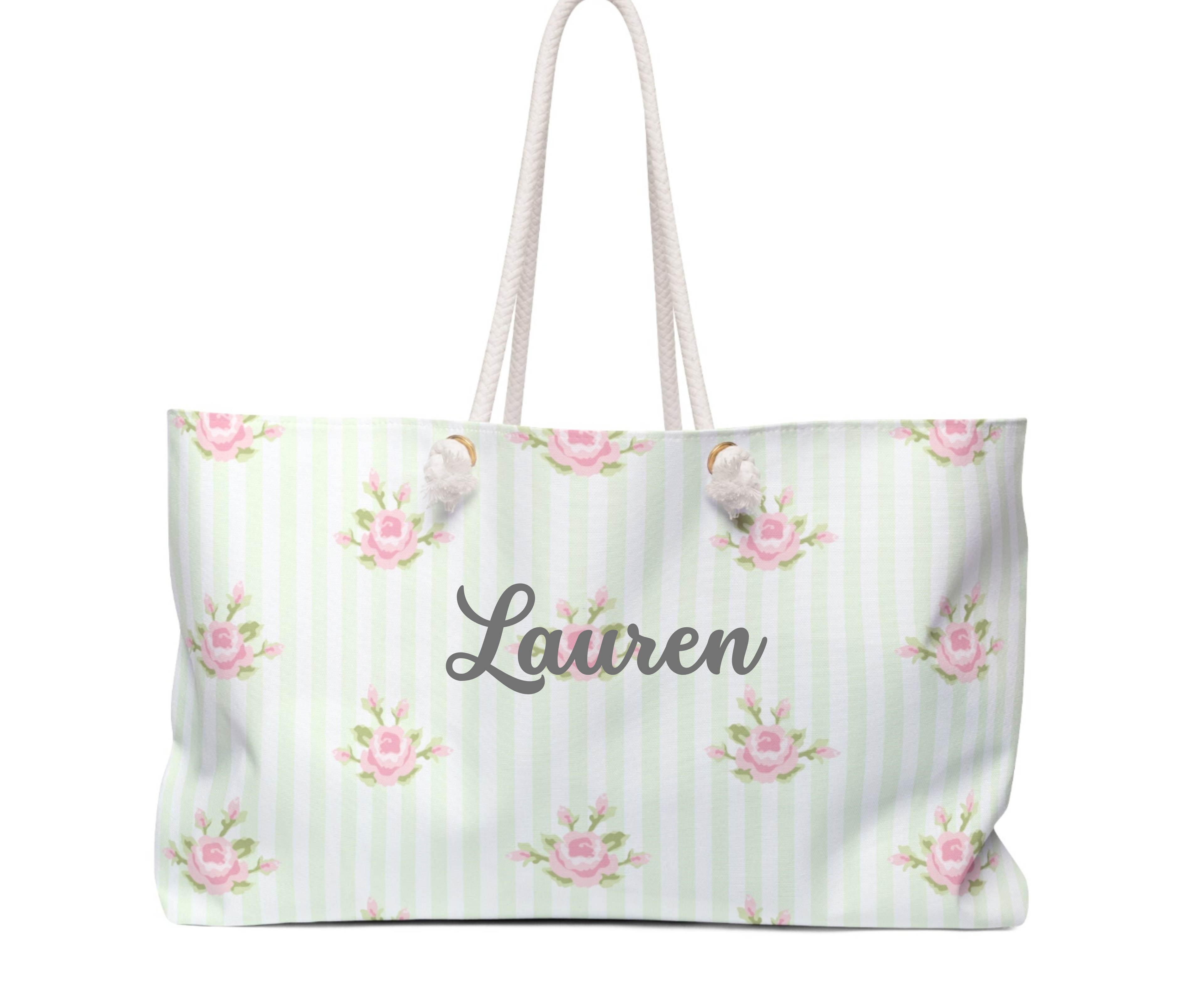 Customizable: Floral Weekender Bag - Perfect for Travel, Beach Trips, Mothers Day, Sleepovers, Eco-Friendly Tote