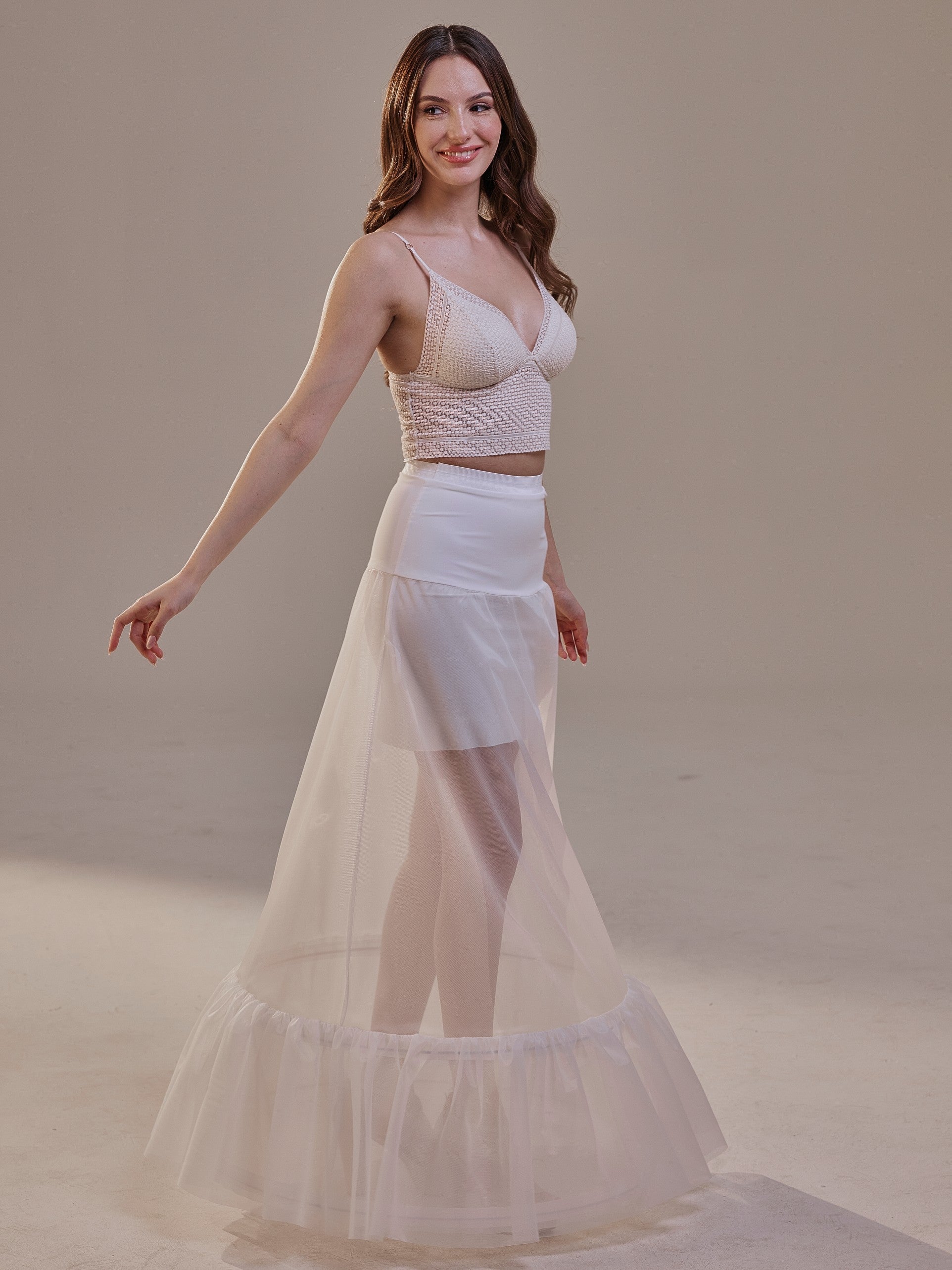 Trumpet Petticoat Skirt  with  Waist Corsage  , Bridal Crinoline Slip