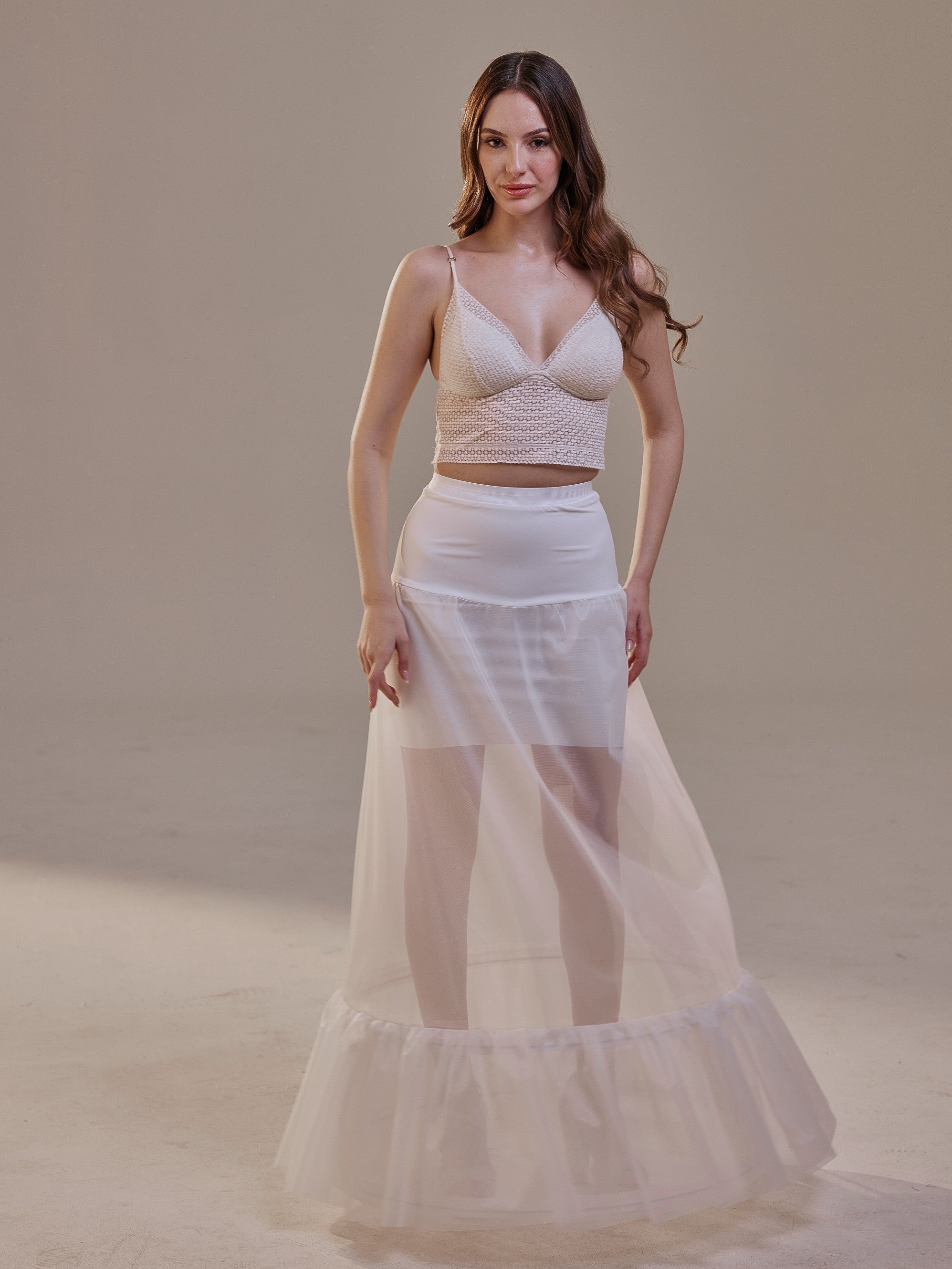 Trumpet Petticoat Skirt  with  Waist Corsage  , Bridal Crinoline Slip