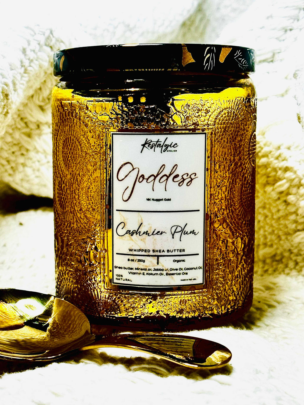 Unleash Your Inner Goddess with our Divine Glimmer Body Butter - With Gold Spoon