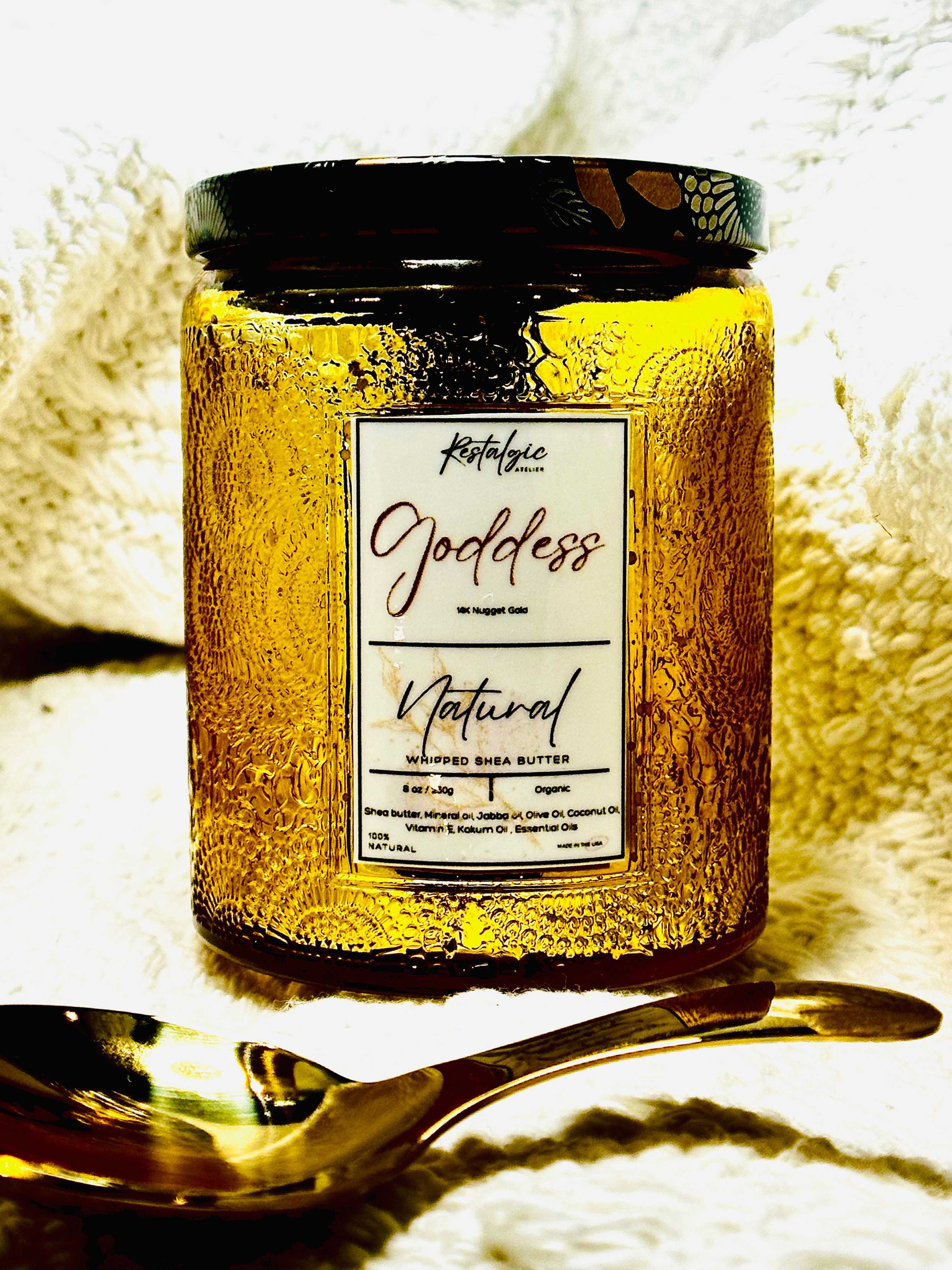 Unleash Your Inner Goddess with our Divine Glimmer Body Butter - With Gold Spoon