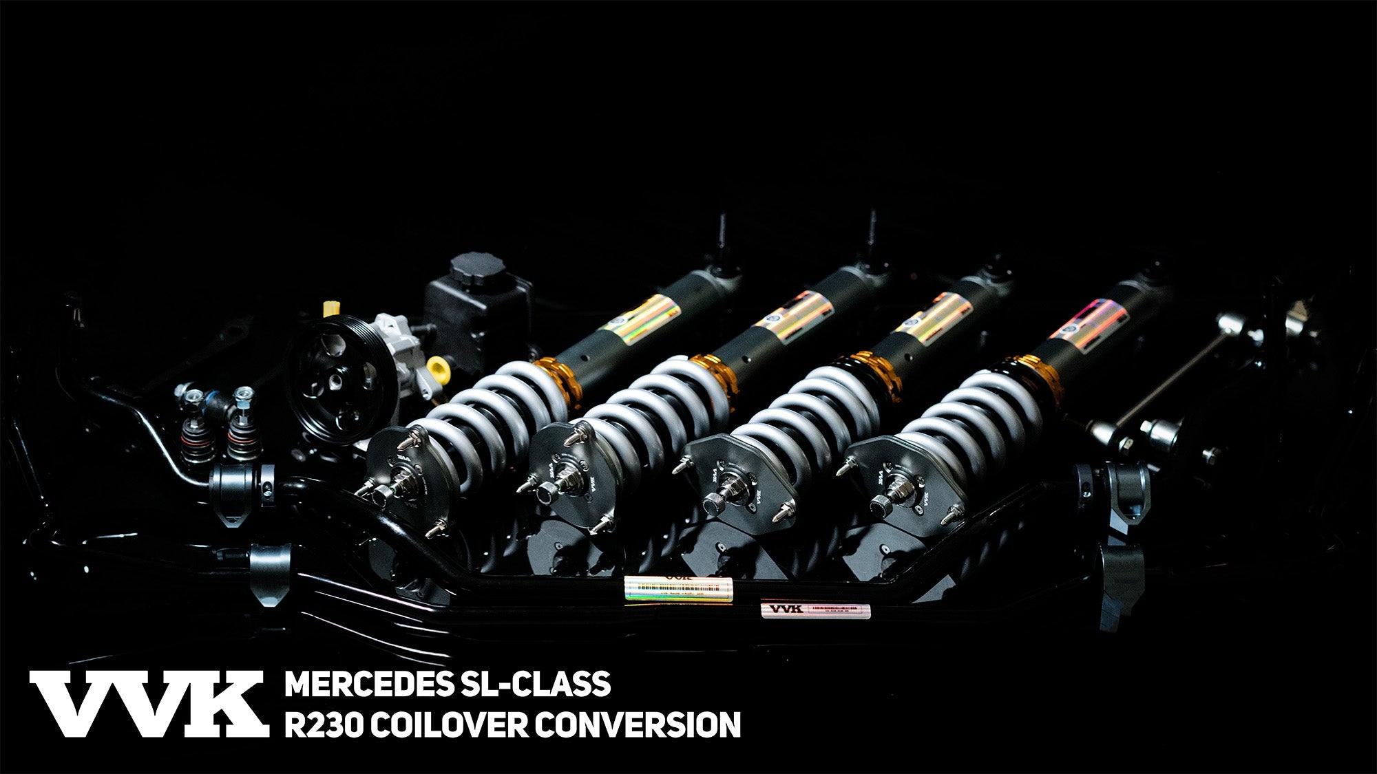 Mercedes SL280 R230 Coilover Conversion Kit with Adjustable Sway Bars and Power Steering