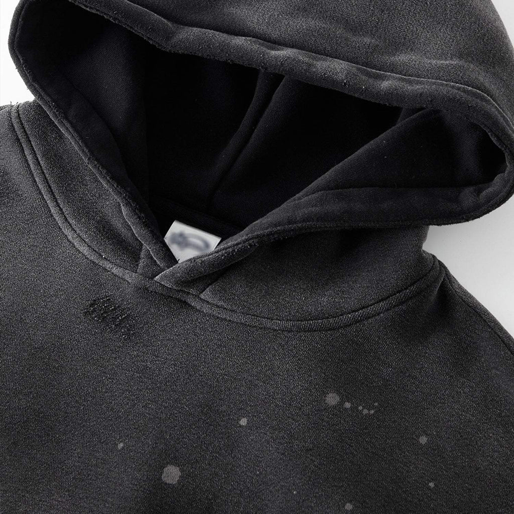 FearLessLi Vintage Wash Frayed Fleece Hoodie
