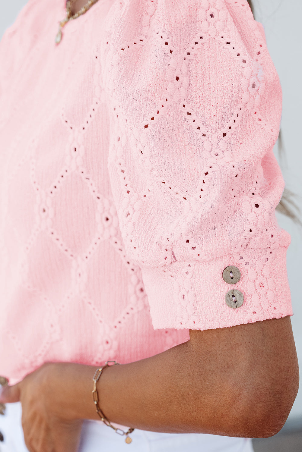 Scarlet Flower Textured Short Sleeve Top