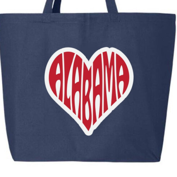 Alabama Heart Jumbo Tote