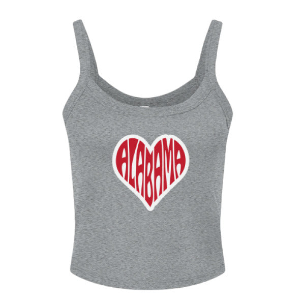 Alabama Bubble Heart Micro Ribbed Crop Tank