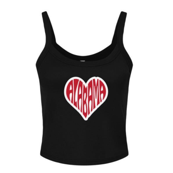 Alabama Bubble Heart Micro Ribbed Crop Tank