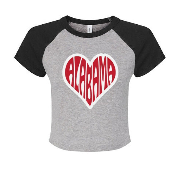 Alabama Heart Raglan Micro Ribbed Baby Tee