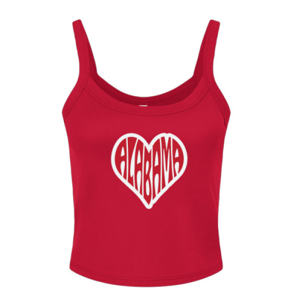 Alabama Bubble Heart Micro Ribbed Crop Tank
