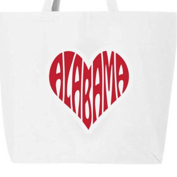 Alabama Heart Jumbo Tote