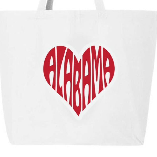 Alabama Heart Jumbo Tote